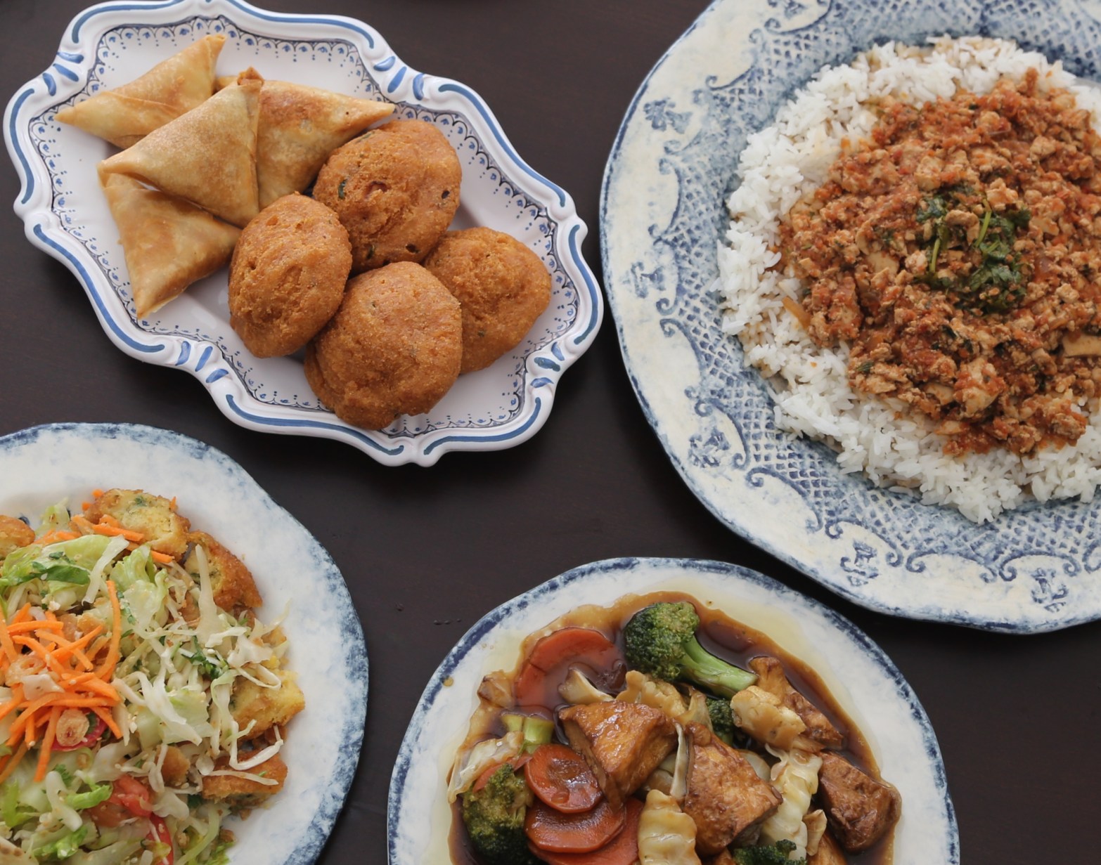 A medley of a few tasty vegetarian dishes at Mandalay Restaurant