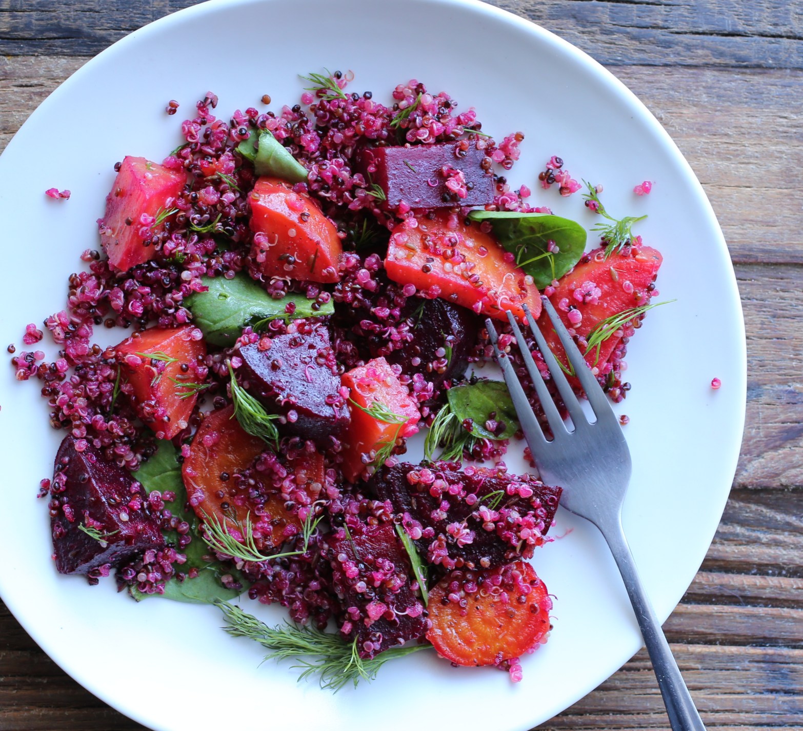 Quinoa with Roasted red and Golden Beets