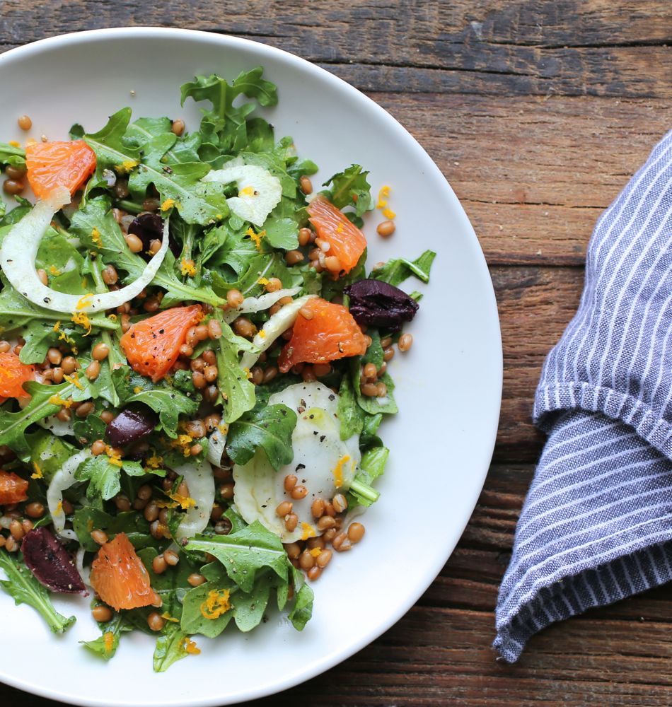 Orange, Fennel, Arugula, and Wheat Berry Salad