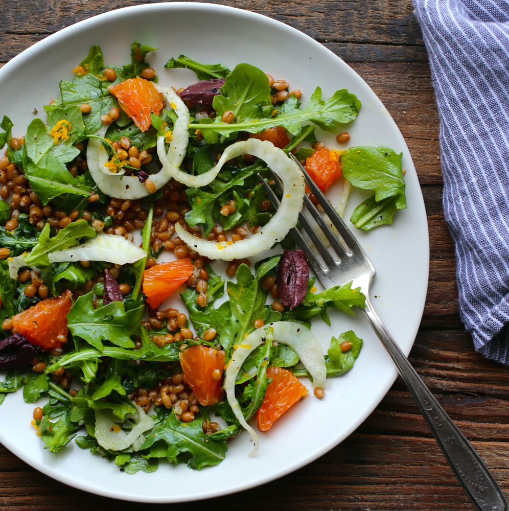 Orange, Fennel, Arugula, and Wheat Berry Salad