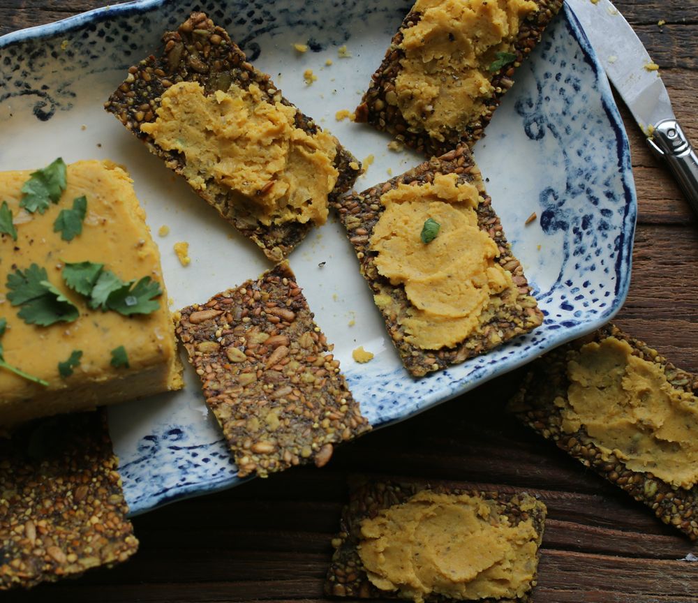 Red Lentil Terrine with Cumin and Turmeric Crackers