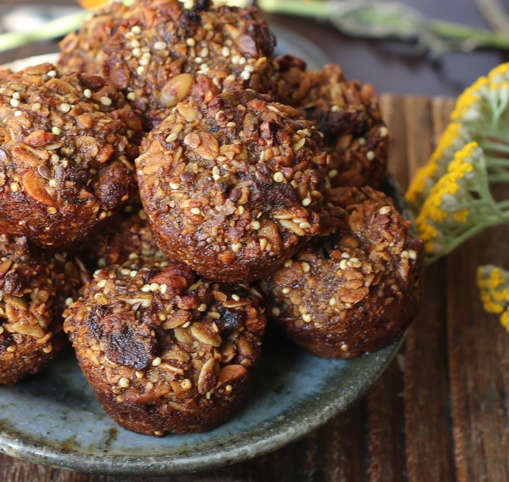 Apricot-Date Seeduction Mini Muffins