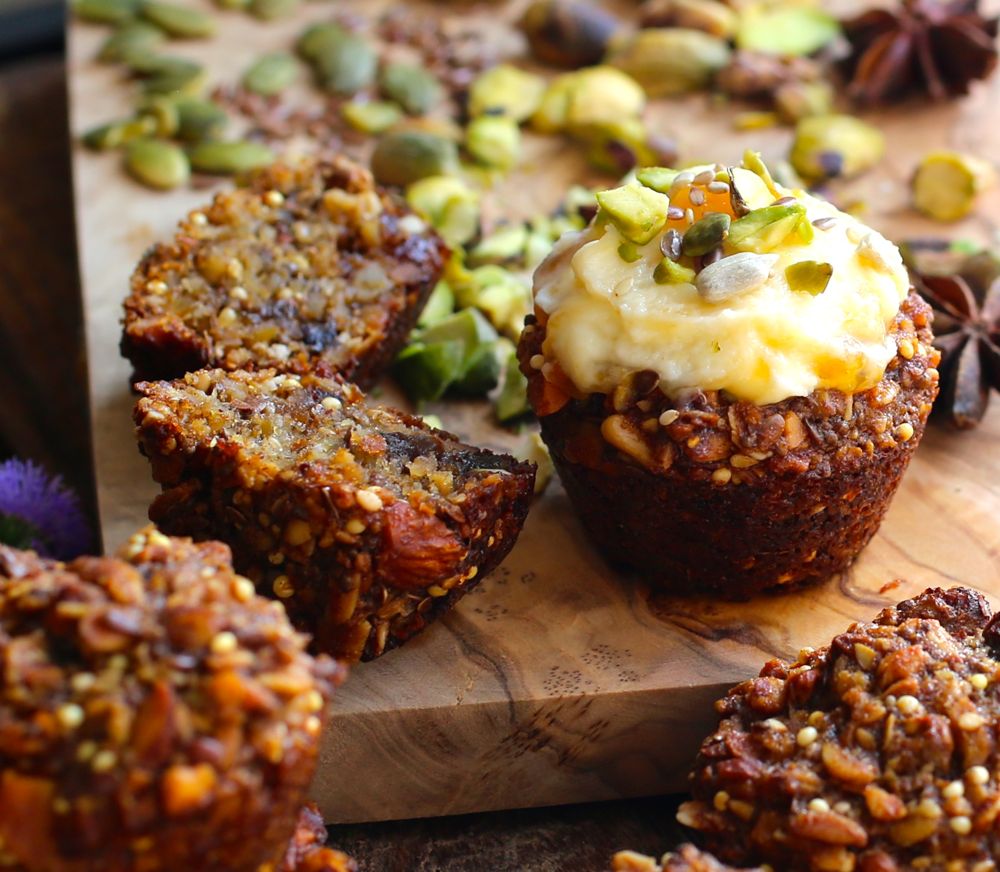 Apricot-Date Seeduction Mini Muffins