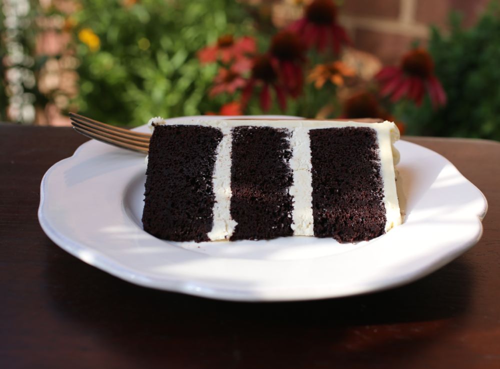 Double Chocolate Cake with Lemon Italian Meringue Buttercream