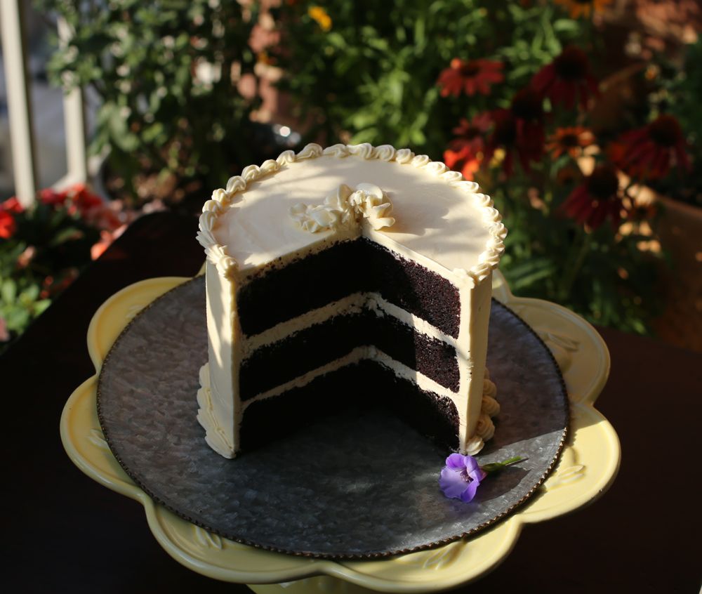 Double Chocolate Cake with Lemon Italian Meringue Buttercream