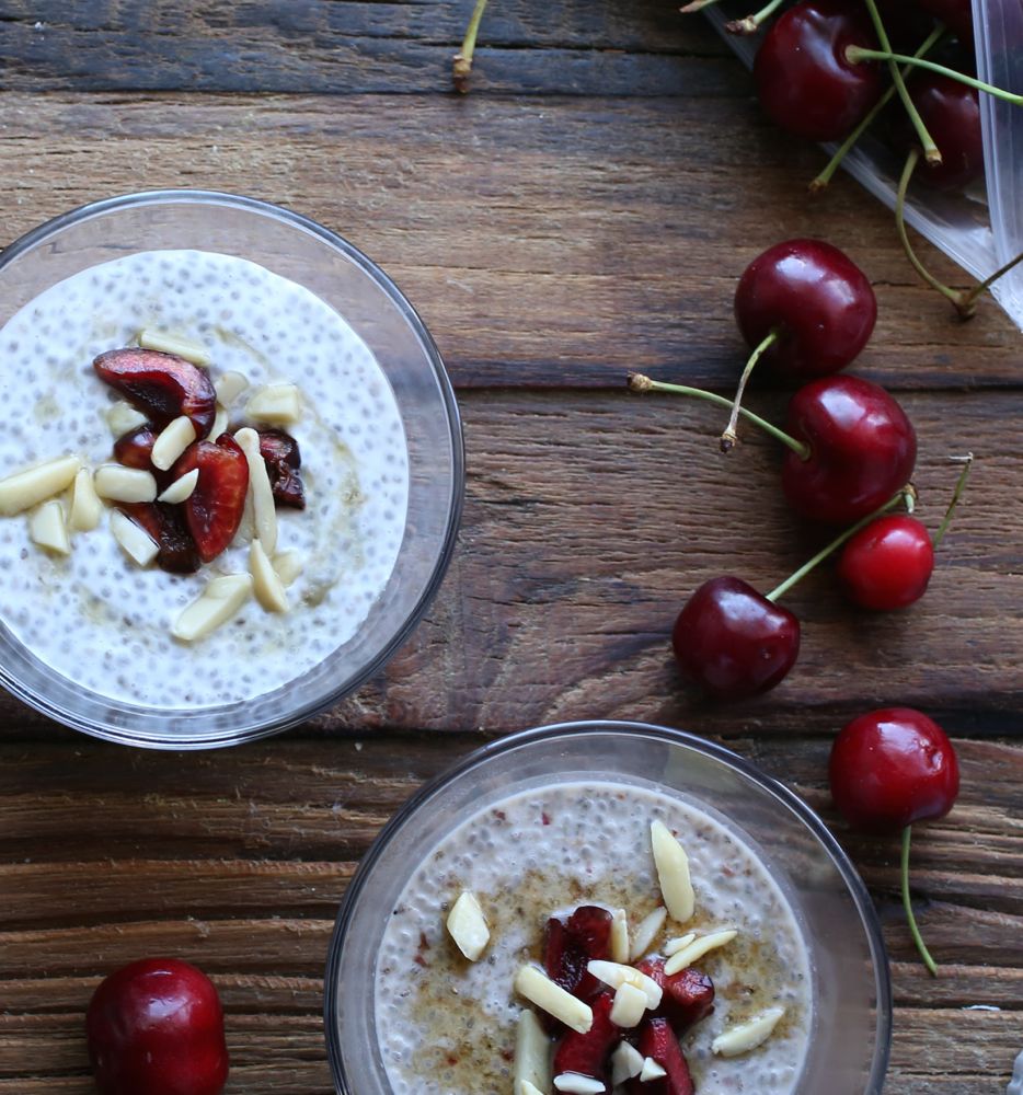 Coconut Cherry-Almond Chia Pudding