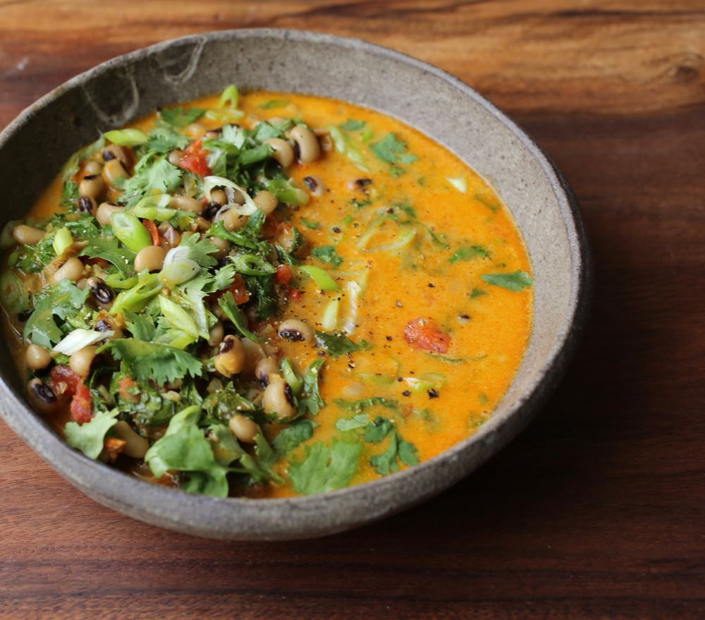 Spicy Black-Eyed Peas with Greens