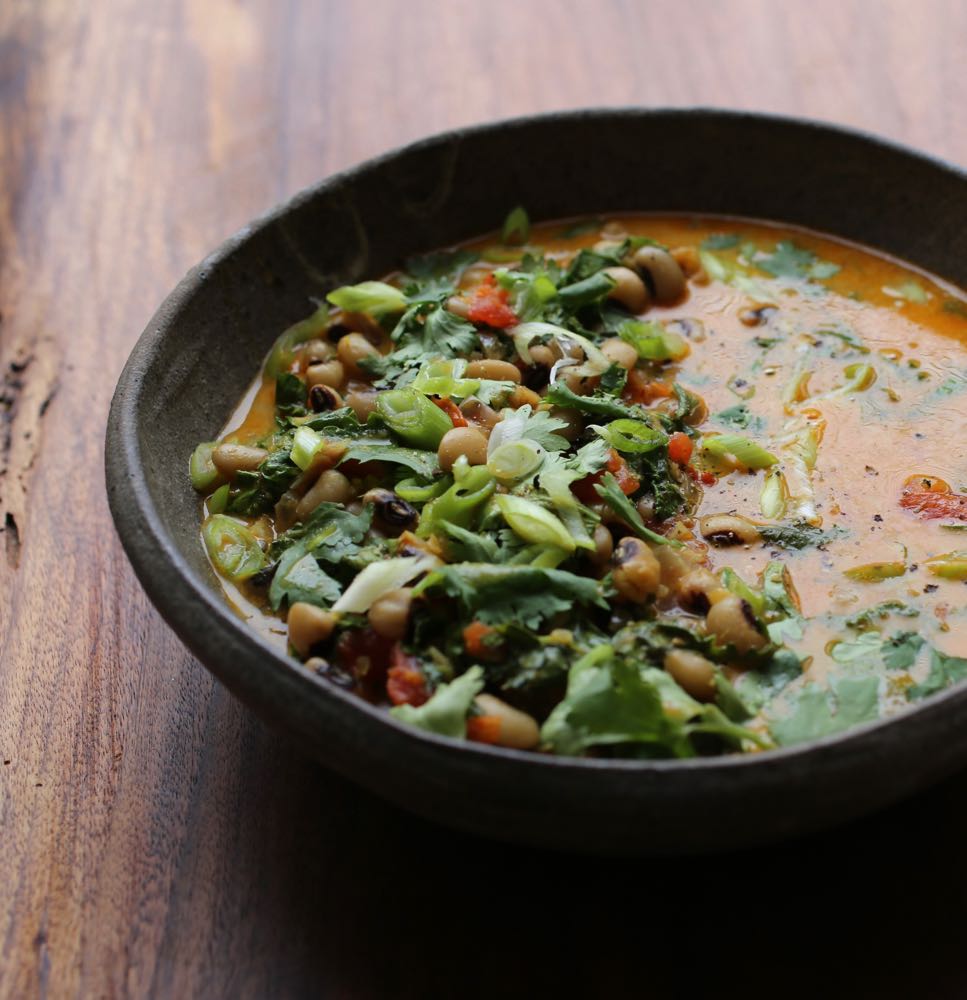 Spicy Black-Eyed Peas with Greens