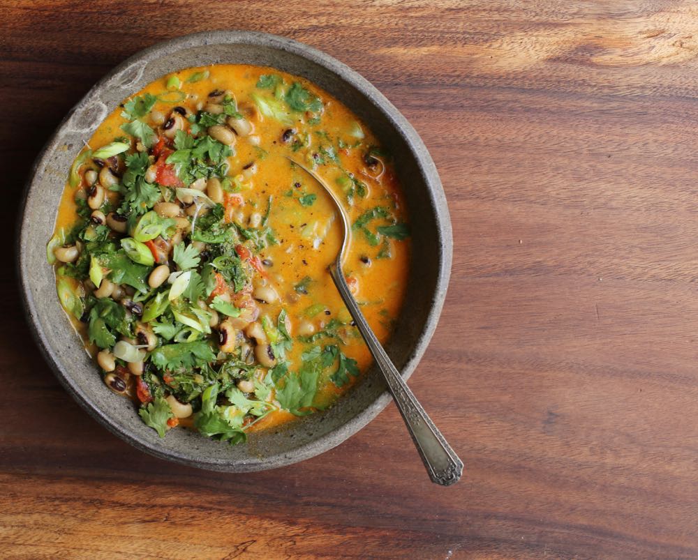 Spicy Black-Eyed Peas with Greens