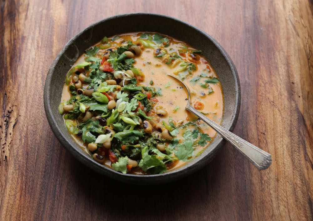 Spicy Black-Eyed Peas with Greens
