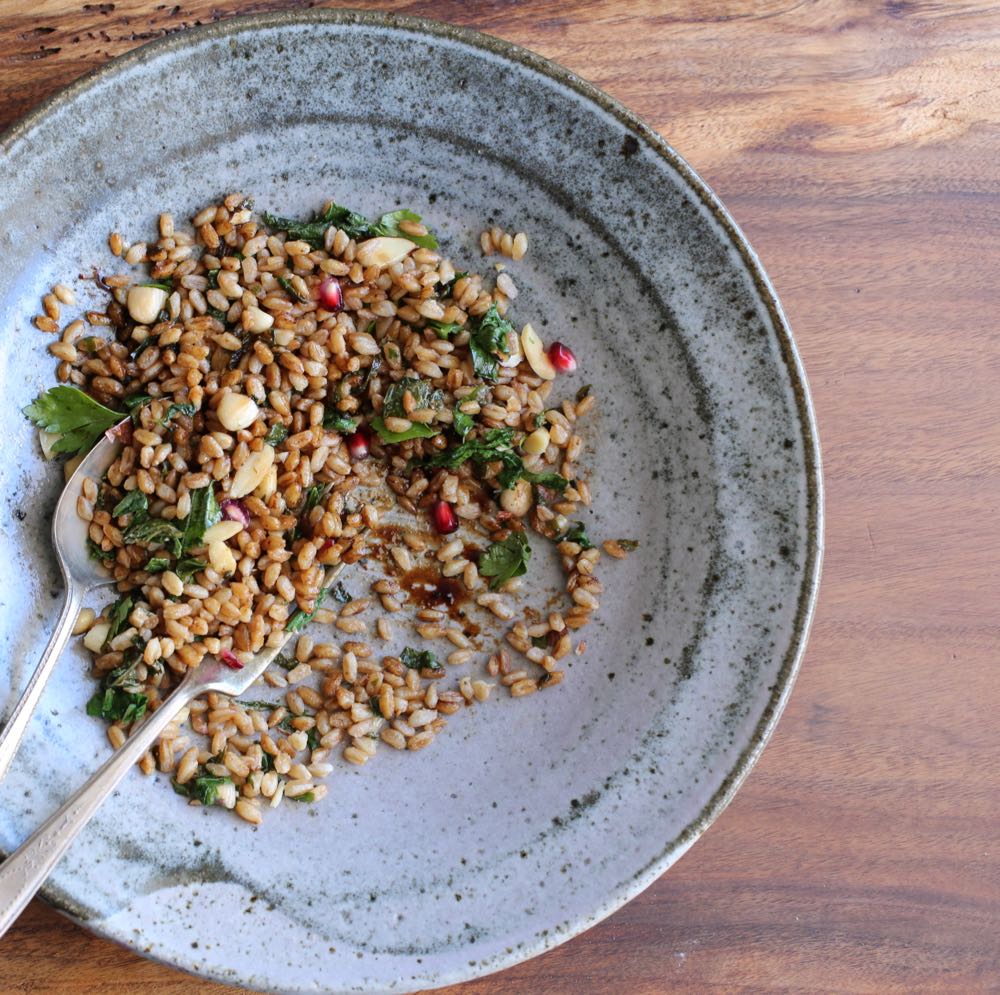 Toasted Farro with Greens