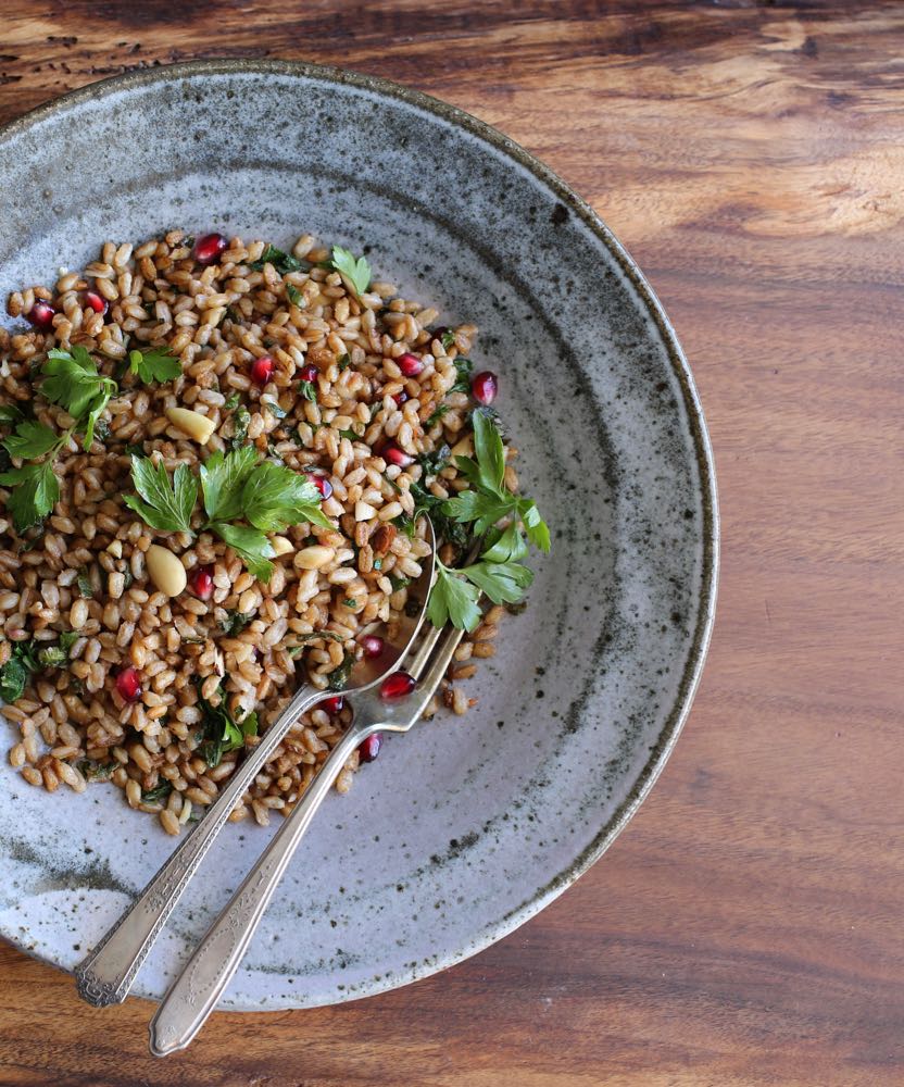 Toasted Farro with Greens